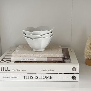 Vintage White Porcelain Lotus Bowls
